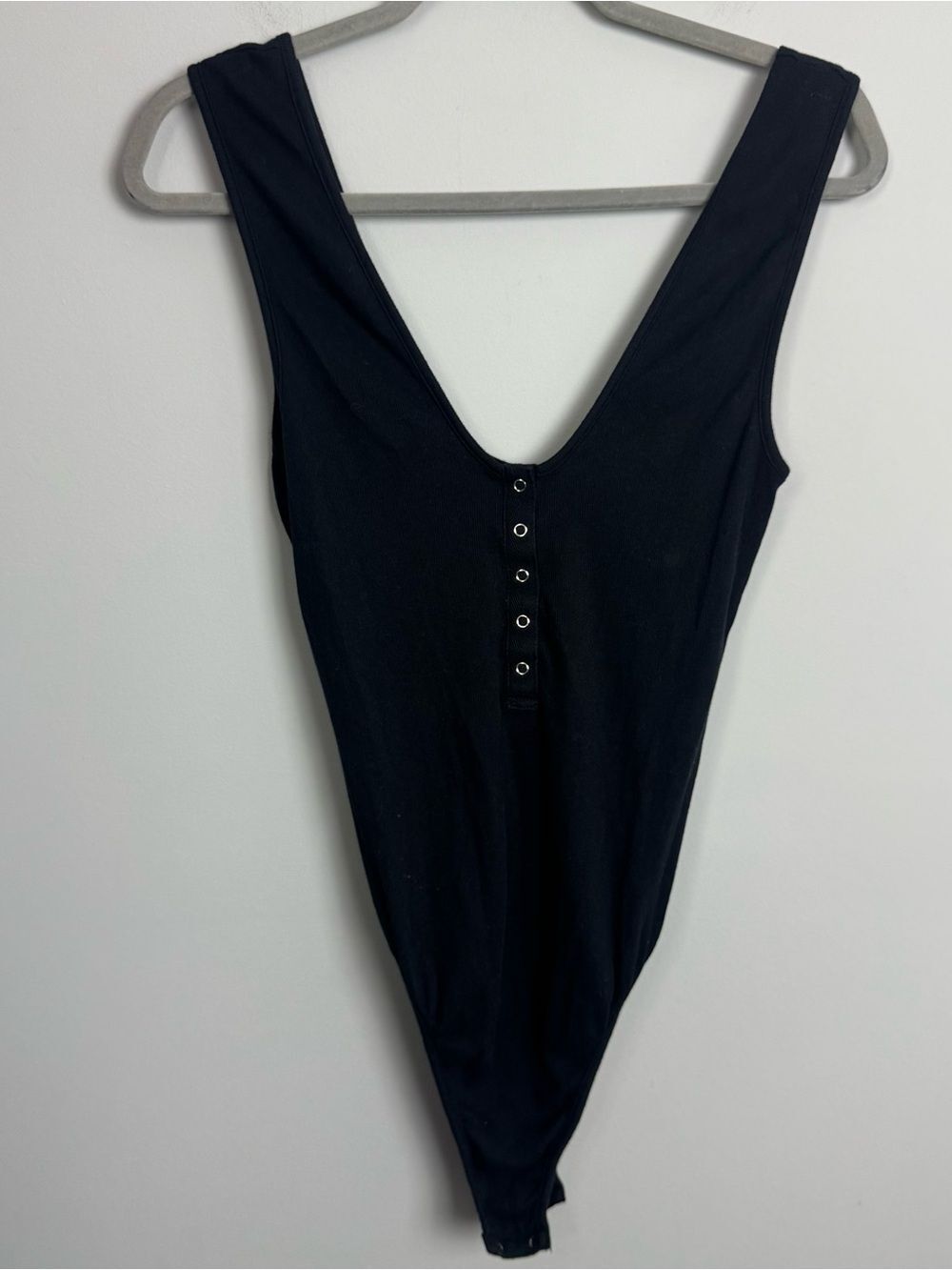FREE PEOPLE | INTIMATELY Black Ribbed Henley Bodysuit Women’s Size Large - Picture 2 of 9